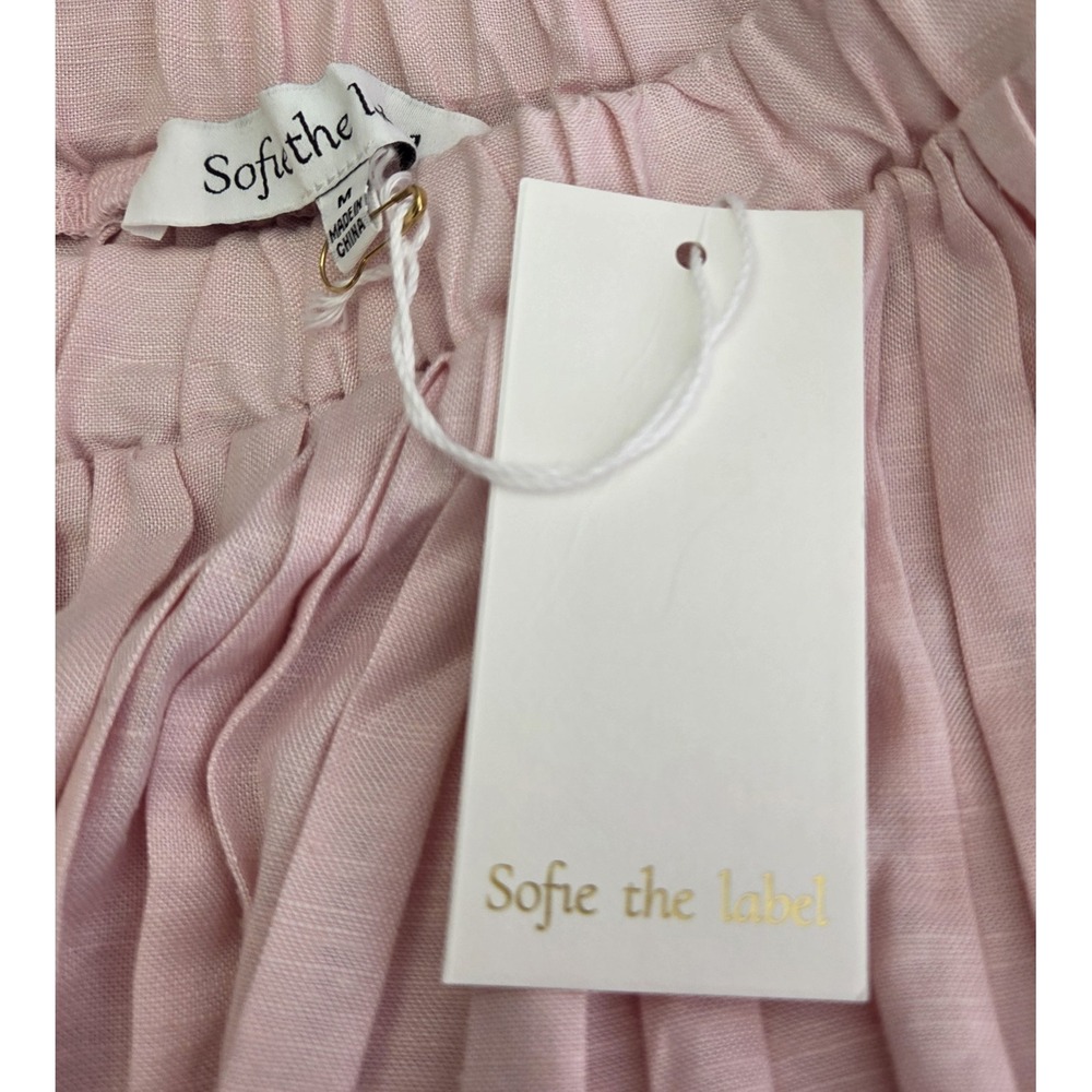 NEW w/Tags Sofie The Label Pleated Skirt Women's Medium Pink Linen Blend Preppy - Picture 4 of 9